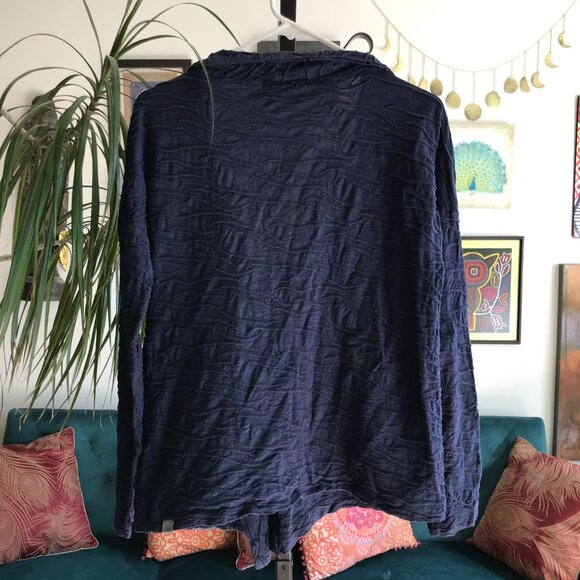 HORNY TOAD size M Navy Blue Textured Organic Cotton & Tencel Samba Wave Wrap - Picture 3 of 4